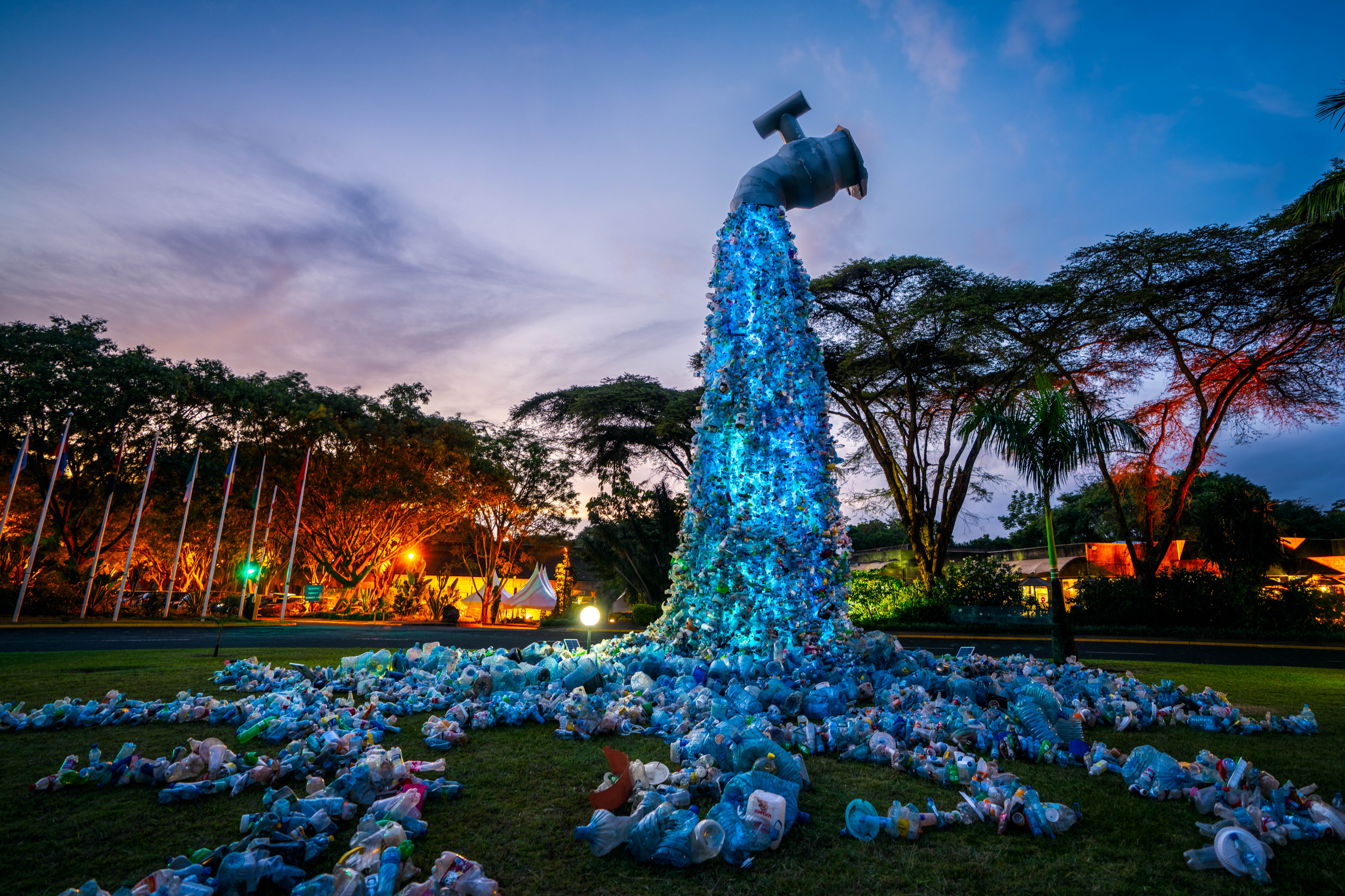 Giant Plastic Tap at UN headquarters in Nairobi