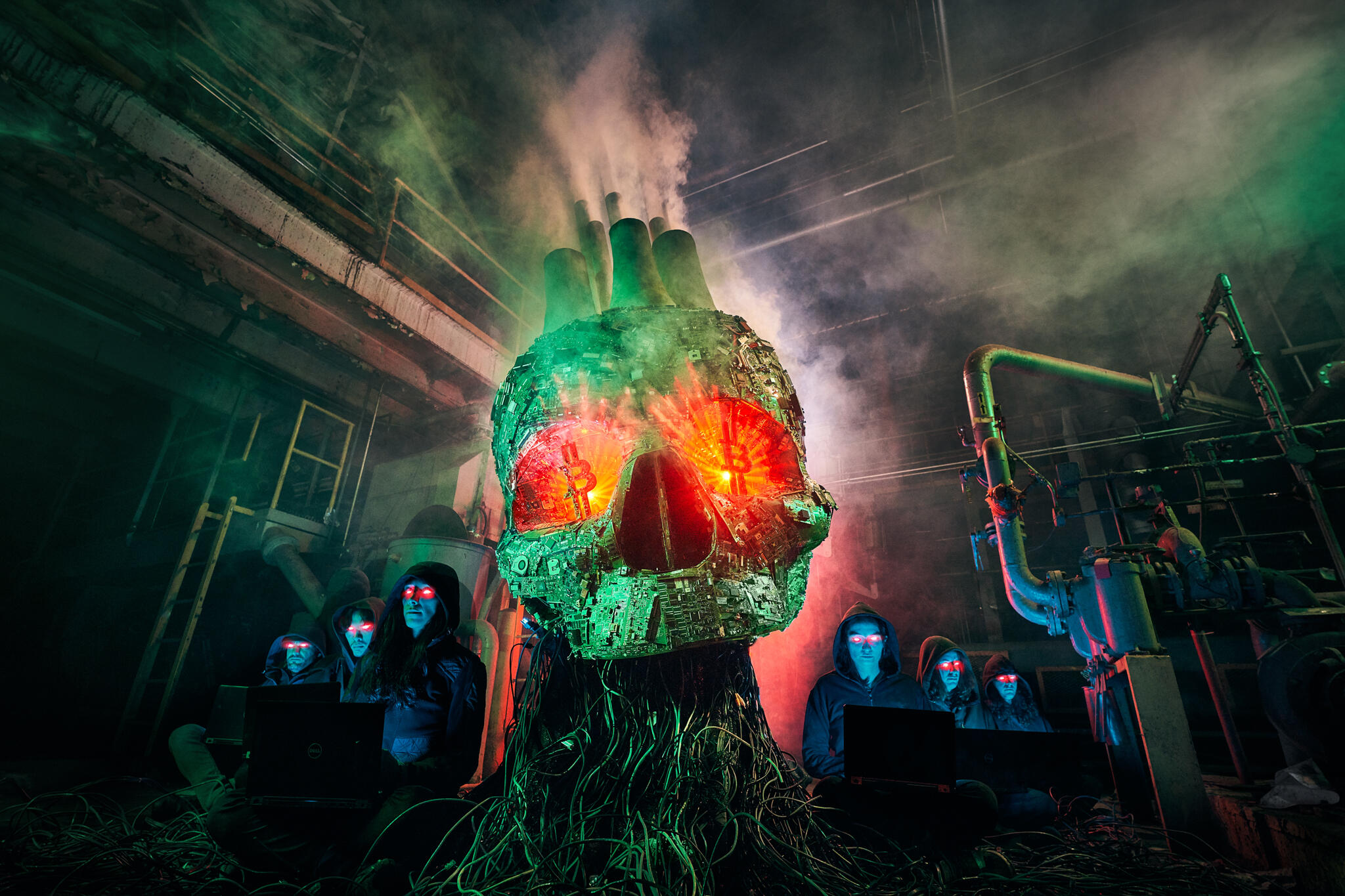 Skull of Satoshi — electronic waste sculpture